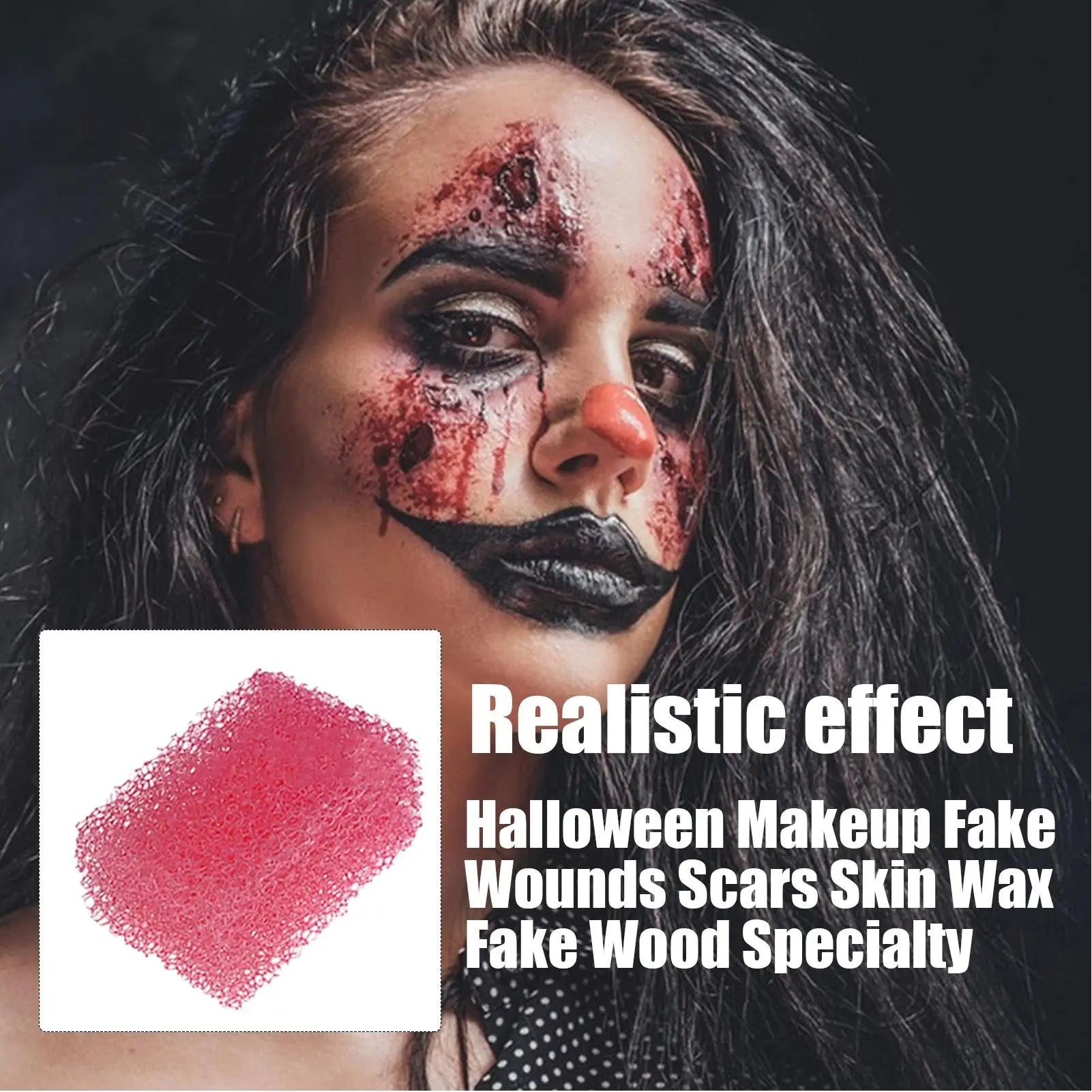 Halloween Makeup Kit Scars Wax Special Effects Stage Fake Wound Skin Wax with Spatula Stipple Sponge Fake Wood Special