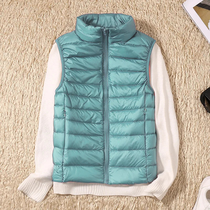 Winter Women's Down Jacket Sleeveless Cropped Puffer Jacket  Lightweight Nylon Coats Vest for Women Parkas Office Chaqueta