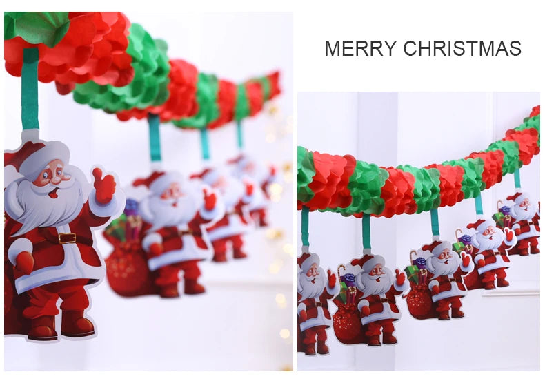 Christmas Party Decoration Santa Claus Banner Festive Decor Christmas Tree Pendants Drop Ornaments Ceiling Layout Craft Supplies