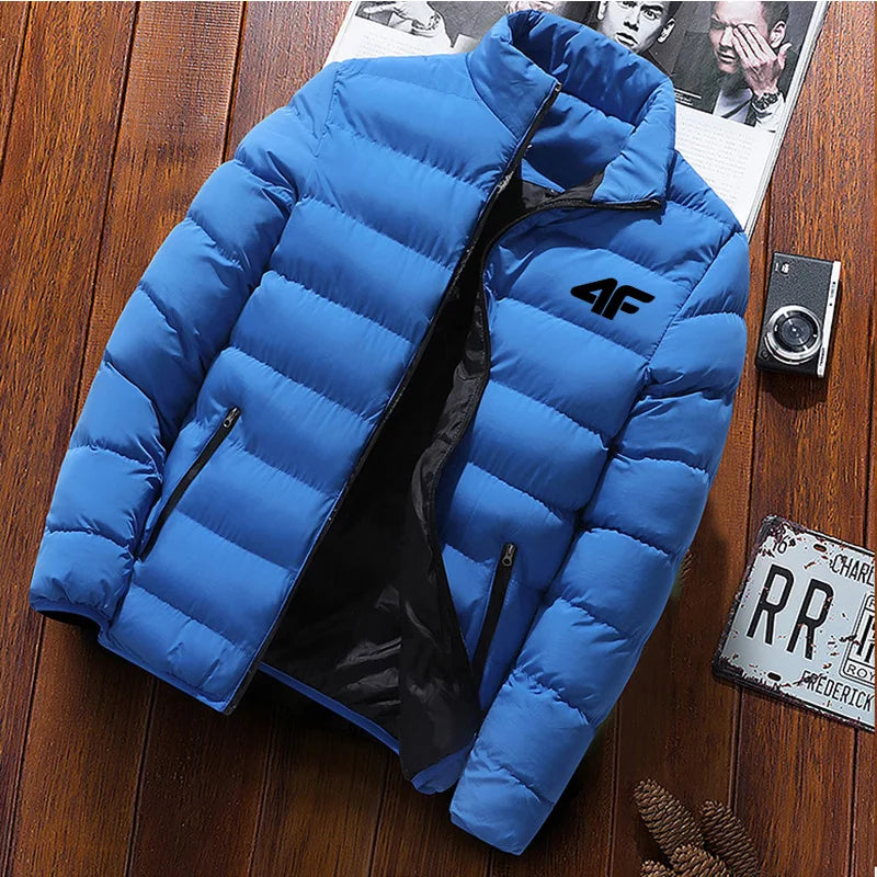 Men's casual jacket, waterproof windbreaker, zippered warm solid color, large size, autumn and winter