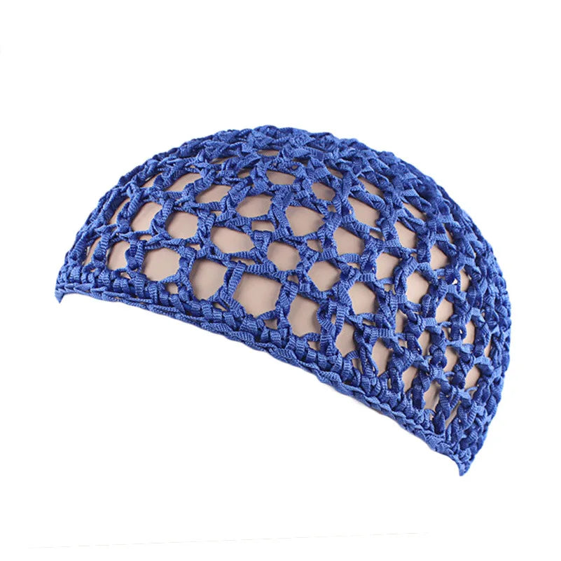 Women Mesh Hair Net Crochet Cap Rayon Knit Snood Hat Thick Short Hairnet Sleeping Night Cover Turbans Styling Tool Accessories