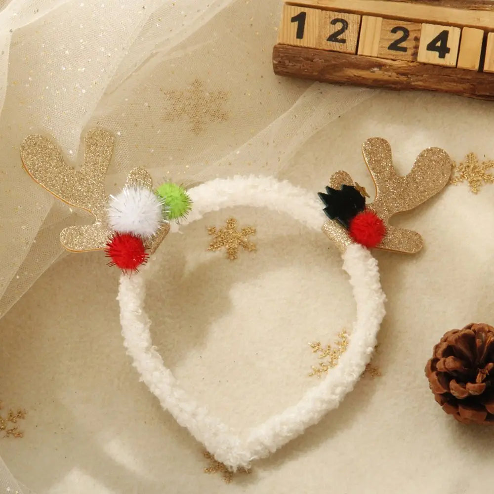 Accessories Decoration Pros  Ball Elk Children Girls Hair Wear Antler Hair Hoop Women Hair Band Christmas Hair Accessories