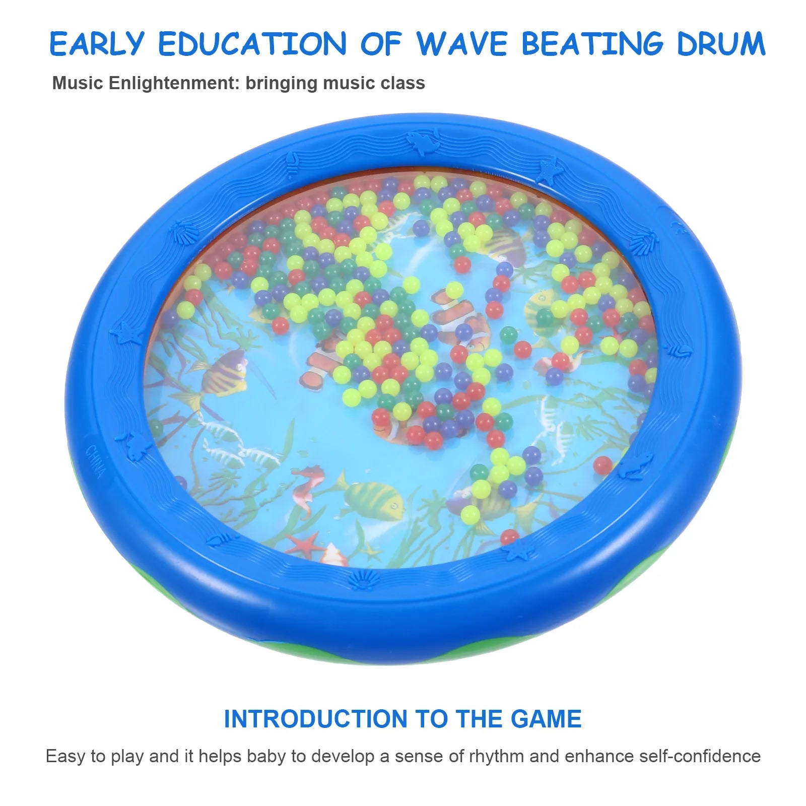 Kid Child Gentle Ocean Wave Sea Sound Bead Drum Percussion Musical Educational Instrument Toys For Baby Early Learning Gifts