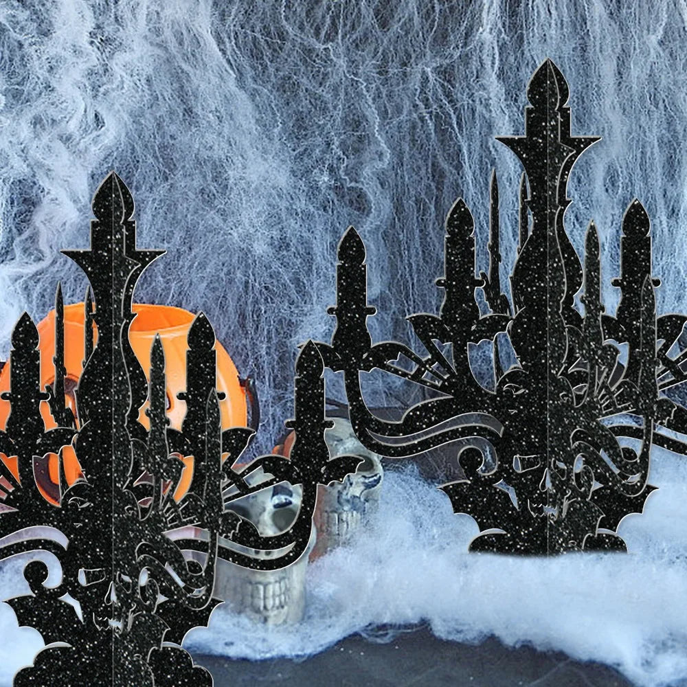 Halloween Decoration 6pcs Candlestick Ornament Haunted House Dining Table Arrangement Festival Dercoration Happy Halloween Day