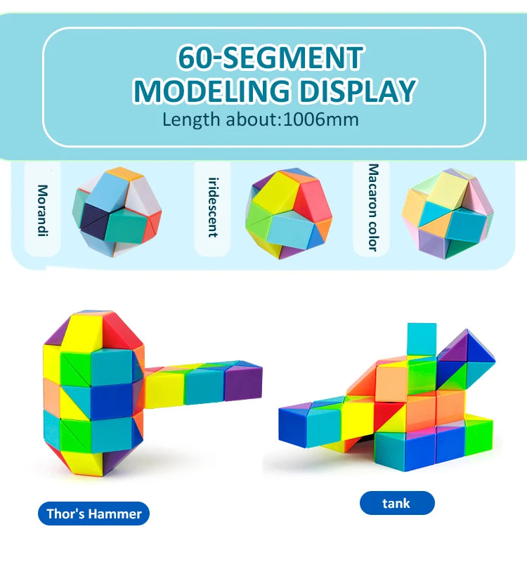 3D Puzzle Fidget Toys Transformable Cube Kid Education Toys Cubo Magico 24-72 Segments Magic Rule Snake Speed Cubes Toys for Kid