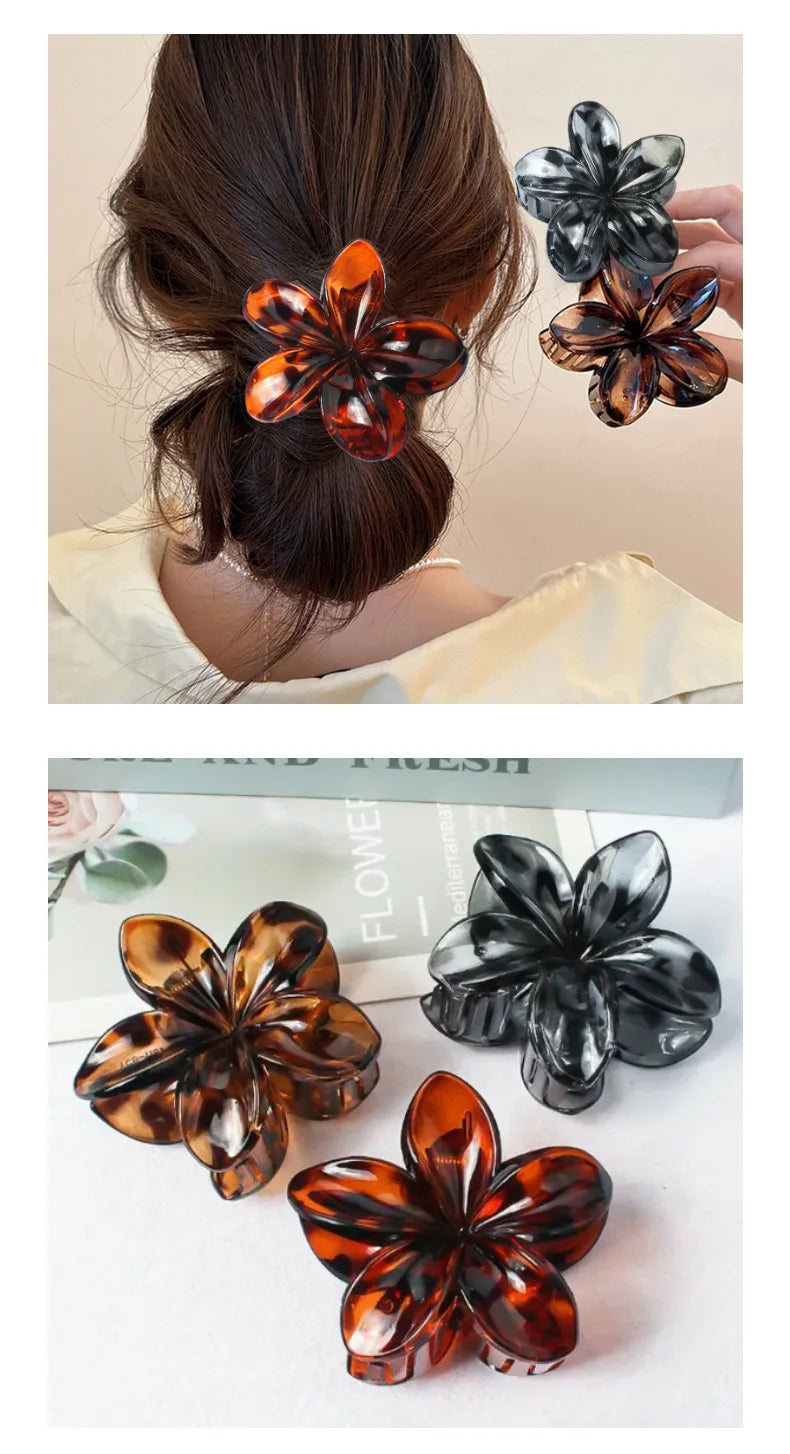 Women Fashion Flower Claw Clip Women Summer Beach Hawaiian Headwear Cute Preppy Stuff Female Hair Accessories for Four Seasons
