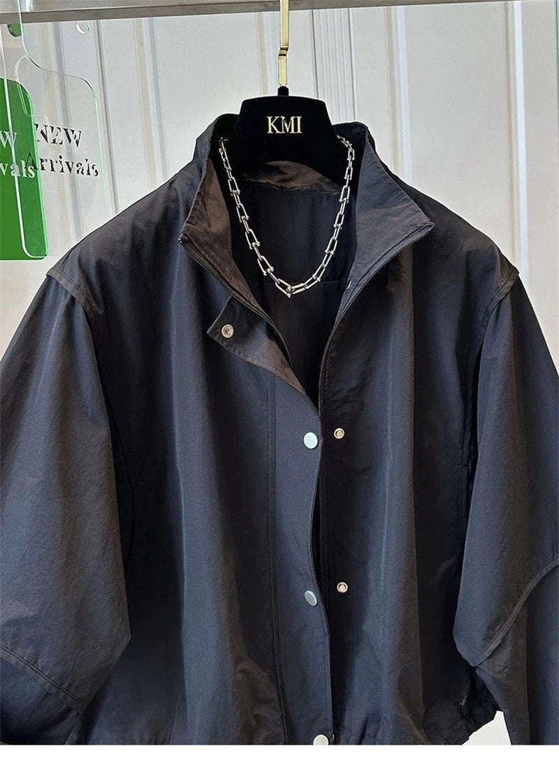 Women's Short Jacket 2025 Spring Autumn Stand-up Collar Korean Version Lady Outerwear Fashion Elegant Ladies Windbreaker Coat