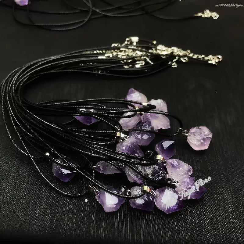 Jewellery Women Necklace Natural Healing Amethyst Crystal Rose Quartz Stone Abalone Shell Pendant Collar Acero Inoxidable Mujer