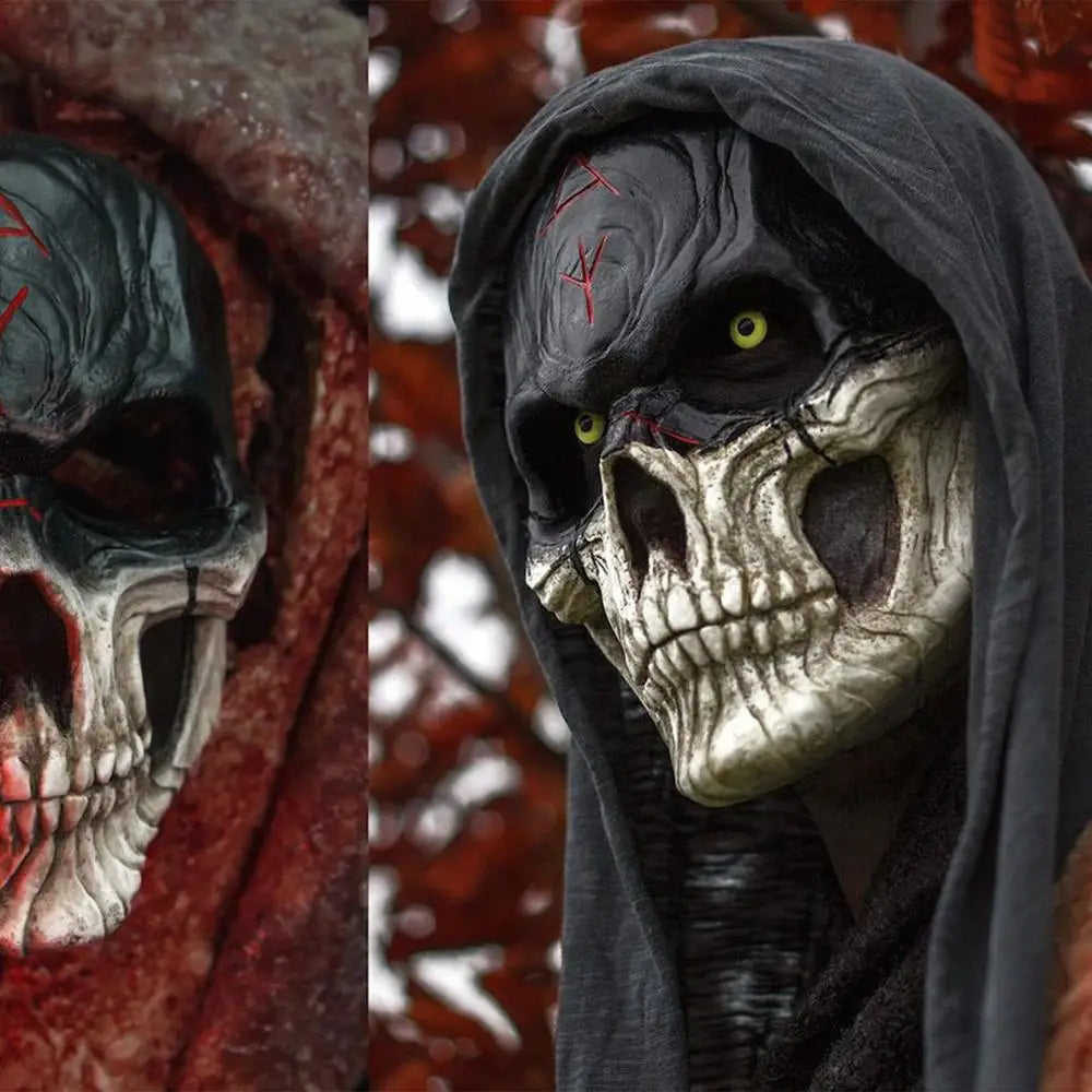 Halloween Scary Skull  Head Mask Cosplay Party Horrible Bloody Masks Carnival Adult Horror Costume Head Cover Latex Mask