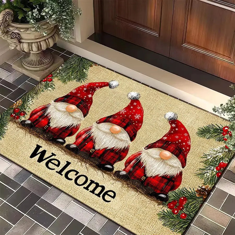 Christmas Carpet Cartoon Gingerbread Man Crystal Velvet Kitchen Floor Mat Non-slip Door Mat Entry Door Mat new year Home Decor