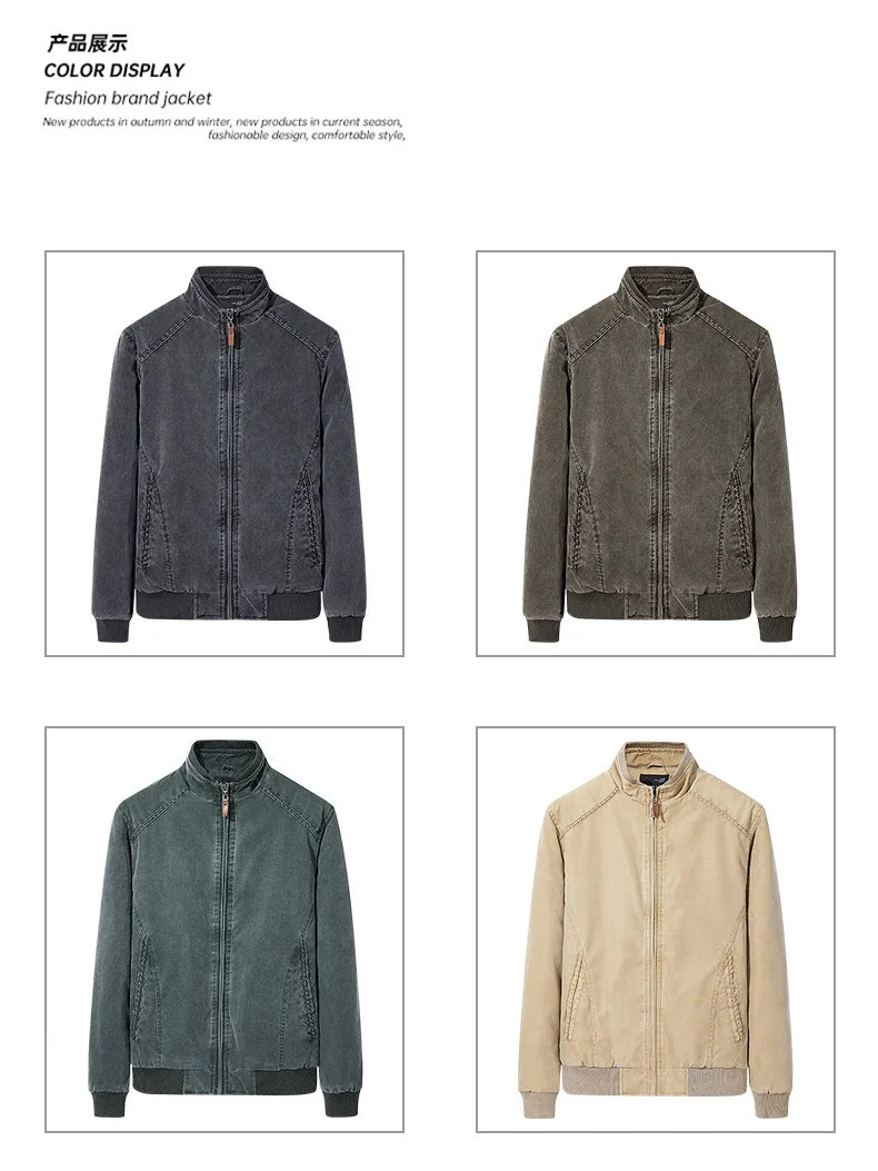 Men Denim Jacket Retro Fashion Cotton Slim Fit Vertical Collar Motorcycle Jackets Autumn 2025 Man Jeans Coats Plus Size Clothes