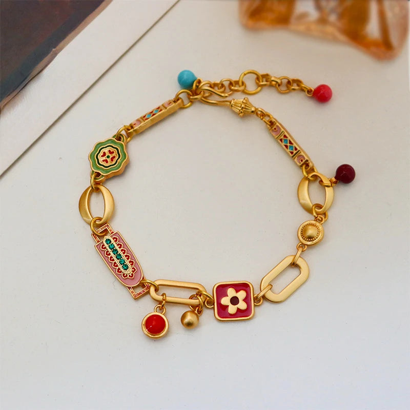 Modern Jewelry Elegant Temperament Multiple Colorful Enamle Chain Bracelets For Women Female Gifts Sweet Accessories Hot Sale