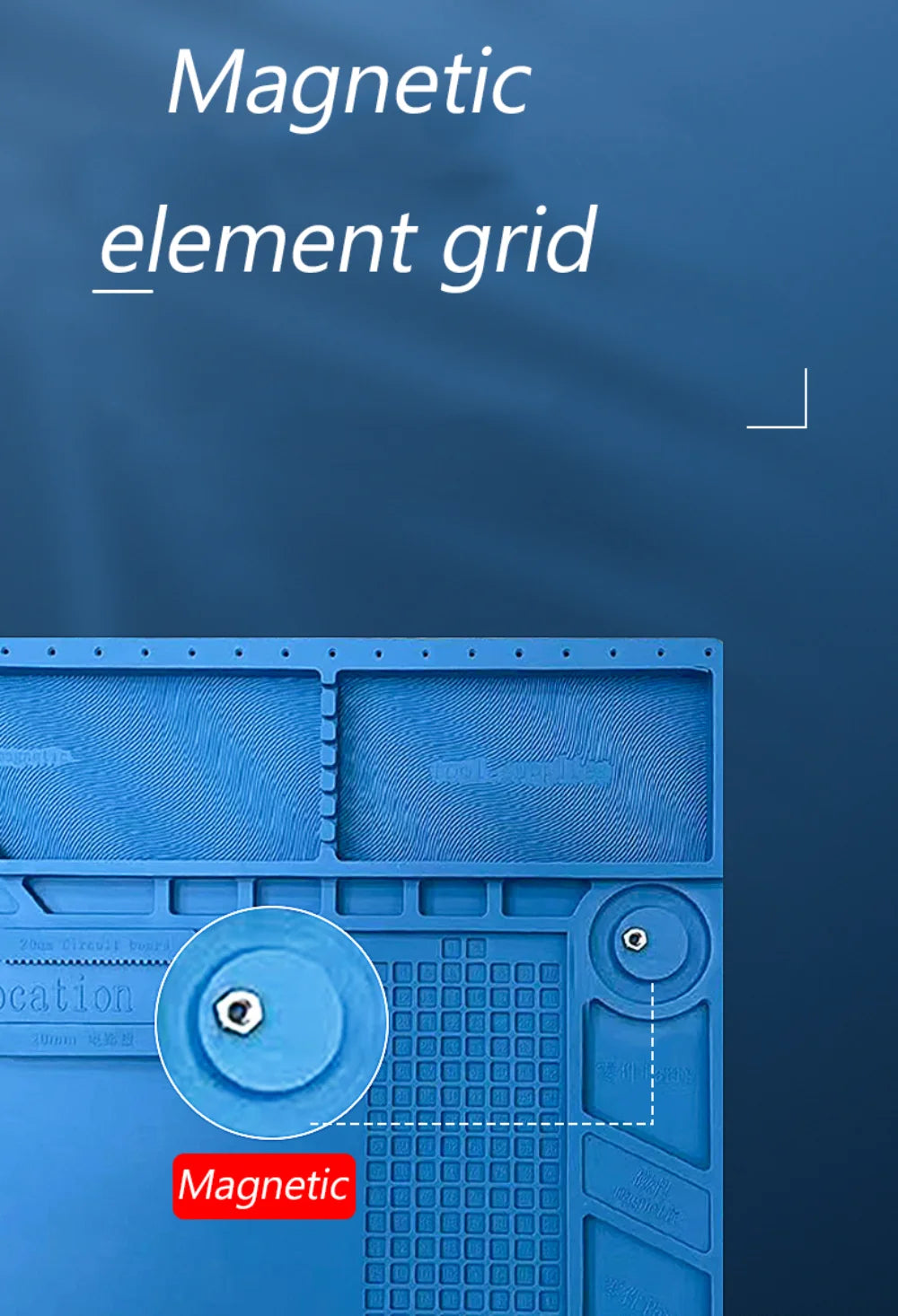 Soldering Station Mat Silicone Work Mat Heat Resistant 932°F Anti-Static Magnetic Mat for Electronic Phone Laptop Watch Repair