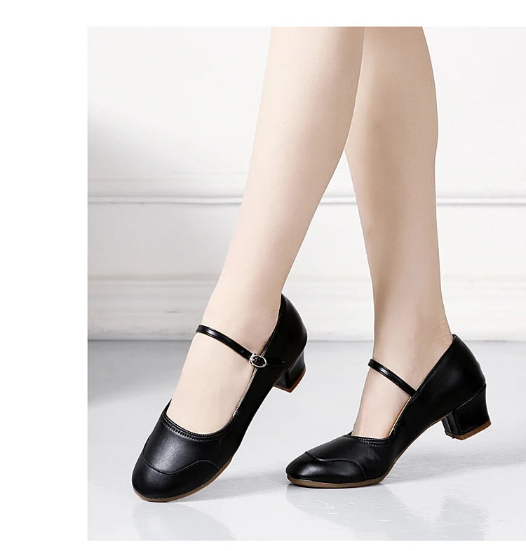 Dance Shoes for Woman Girls Ladies Latin Ballroom Modern Salsa Practise Dancing Shoes Closed Toe Square Dance Soft Rubber Sole