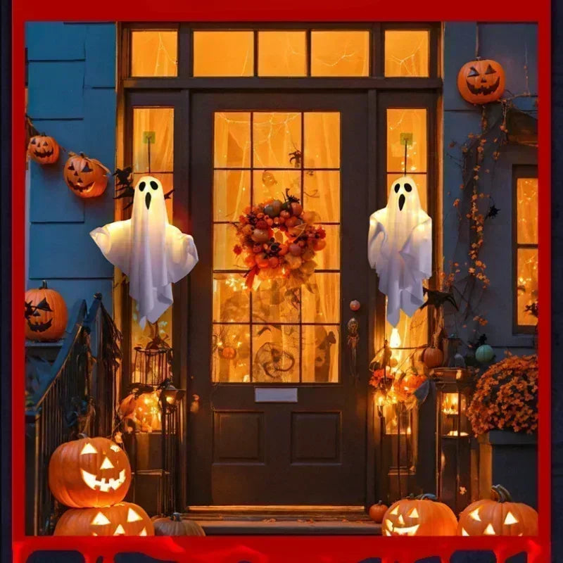 Halloween Party LED Glow Ghost Home Indoor Outdoor Decoration Supplies 2025 Haunted House Bar Hanging Horror Props with Lights
