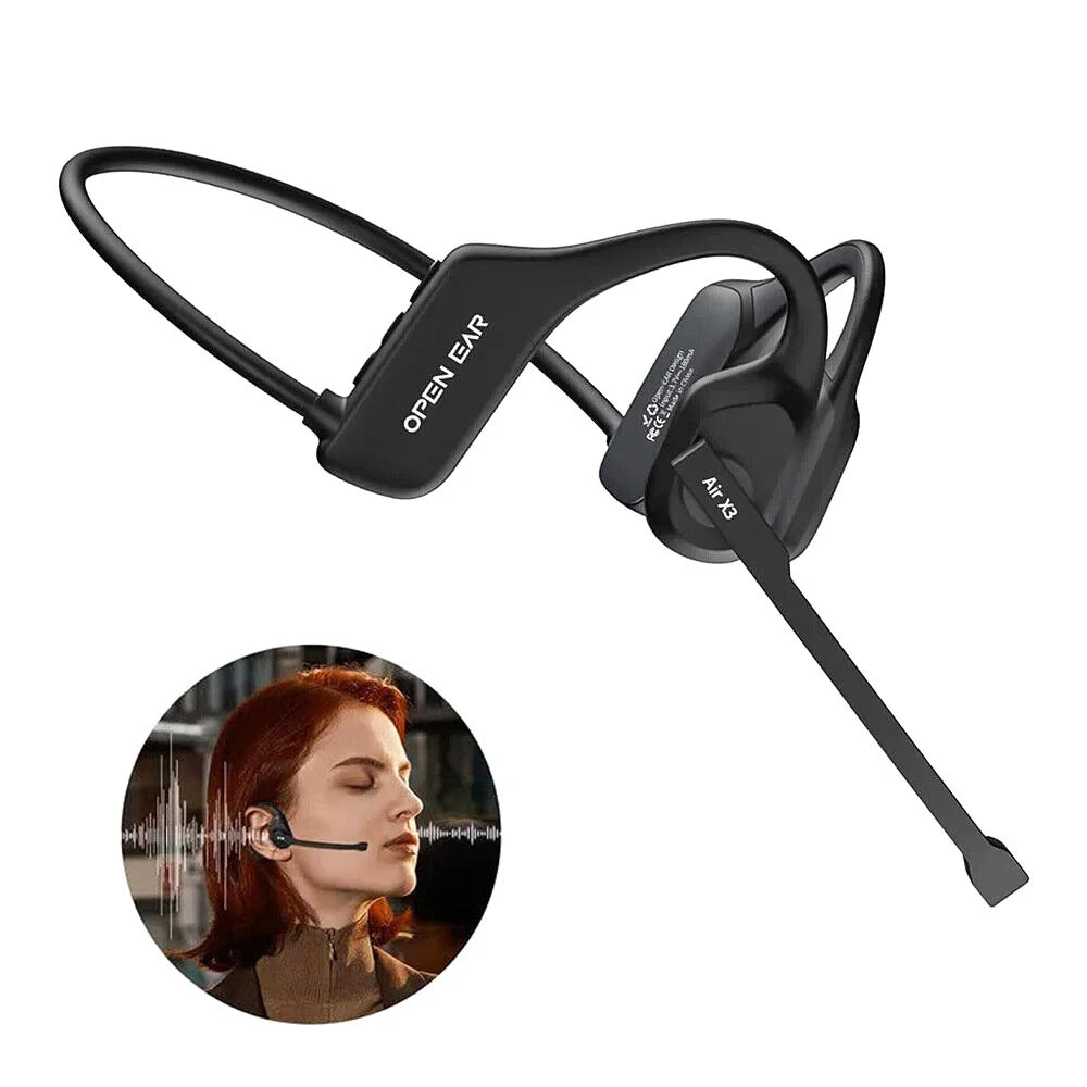 Open-Ear Headsets with Noise Canceling Microphone Wireless Bluetooth Air Conduction Headphones for Trucker Office Call Center