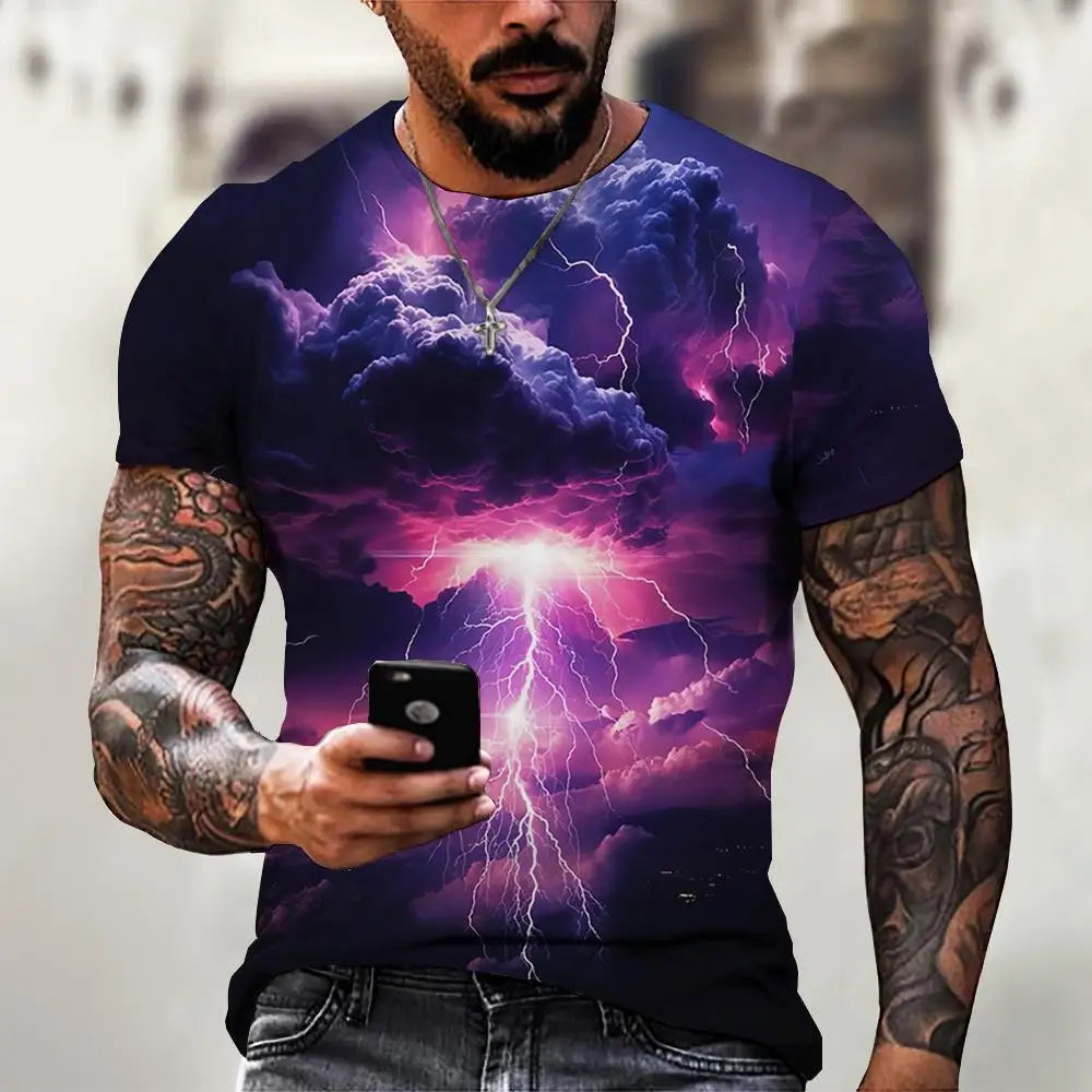 Fashion T-Shirts For Men 3d Line Printed Men'S Clothing Street Designer Short Sleeved Oversized Top Tees Daily Casual Sportswear