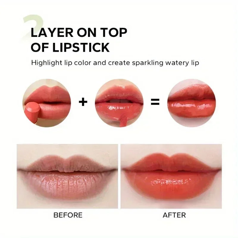 BEAUTY GLAZED Black Transparent Lip Gloss,Nourishing, Anti-aging, Brightening Lips, Lip Care Oil ﻿