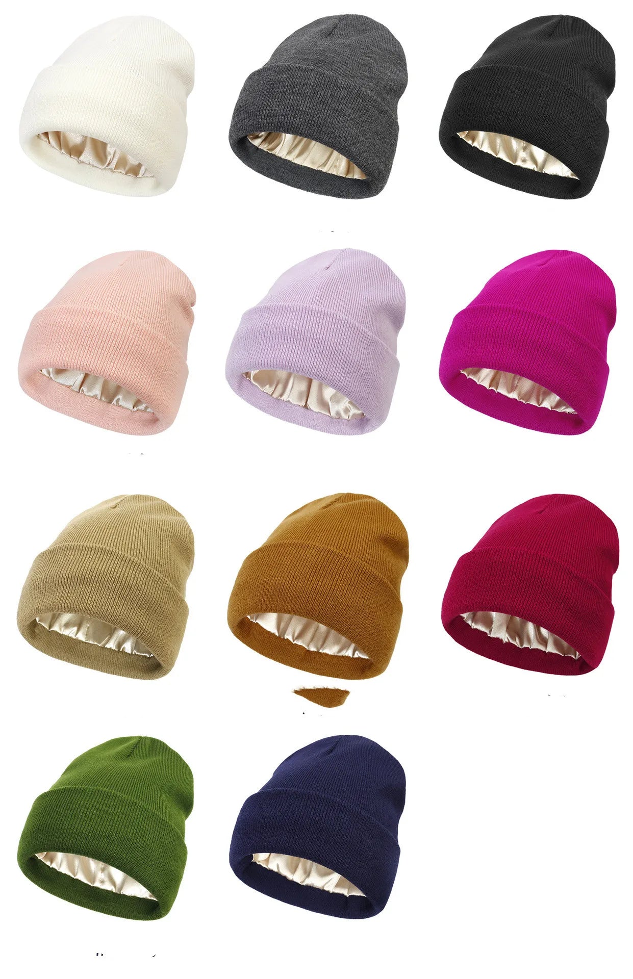 Winter Hat For Women Silk Satin Lined Beanies Chunky Caps Men Warm Fashion Women Bonnet Skullies Caps Male Female Balaclava Hats