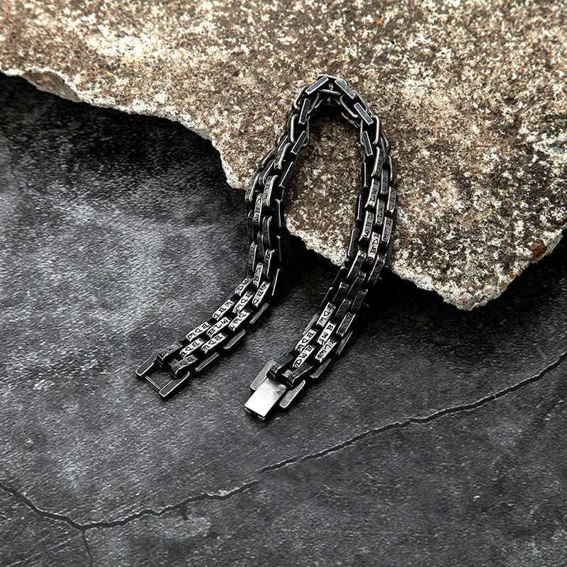 MKENDN Stainless Steel Wide Chain Men Bracelet Punk Hand Accessories Easy Clasp Vintage Wristband Male Jewelry Gifts