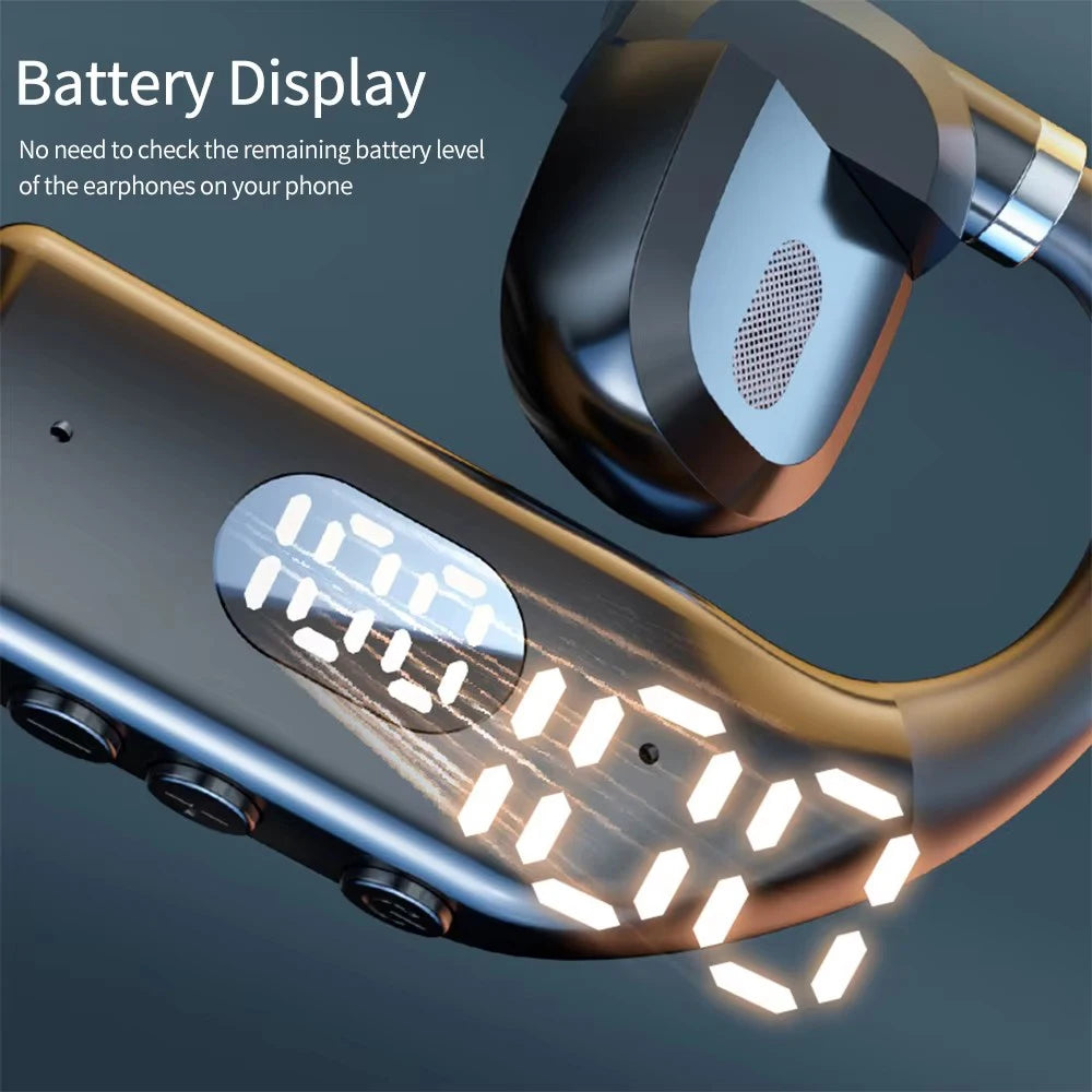 LED Single Earphones Long Standby Business Headphones Waterproof Mono Headset Outdoor Call Bluetooth 5.3 Wireless Earbuds