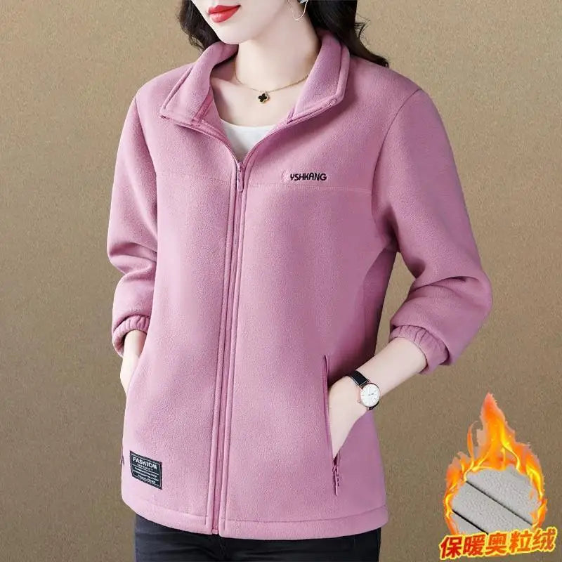 Fleece Jacket Women Can Be Worn In Autumn and Winter Thickened Double-sided Fleece Polar Fleece Jacket