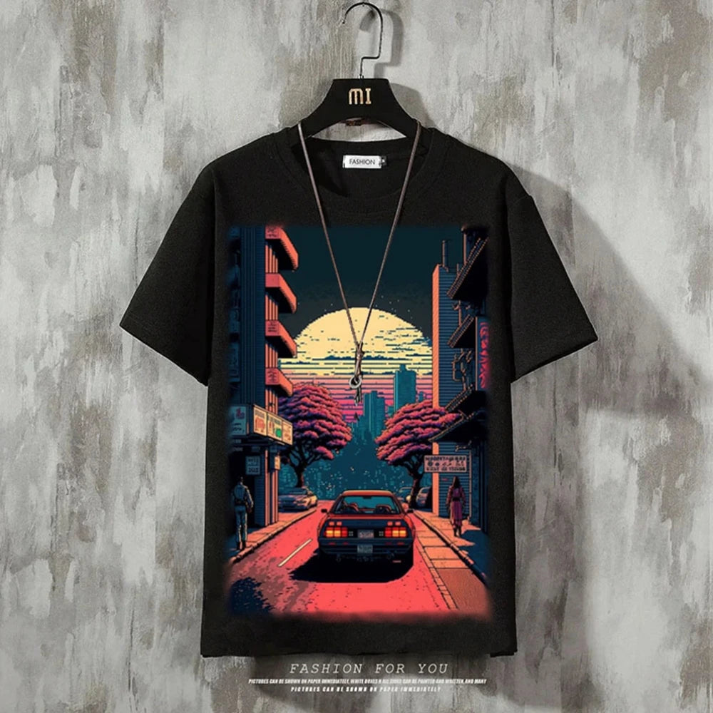 Anime Men's T-Shirt Retro Street Short Sleeved T Shirt For Men Casual 3d Print Summer Top Breathable Loose Men's Clothing