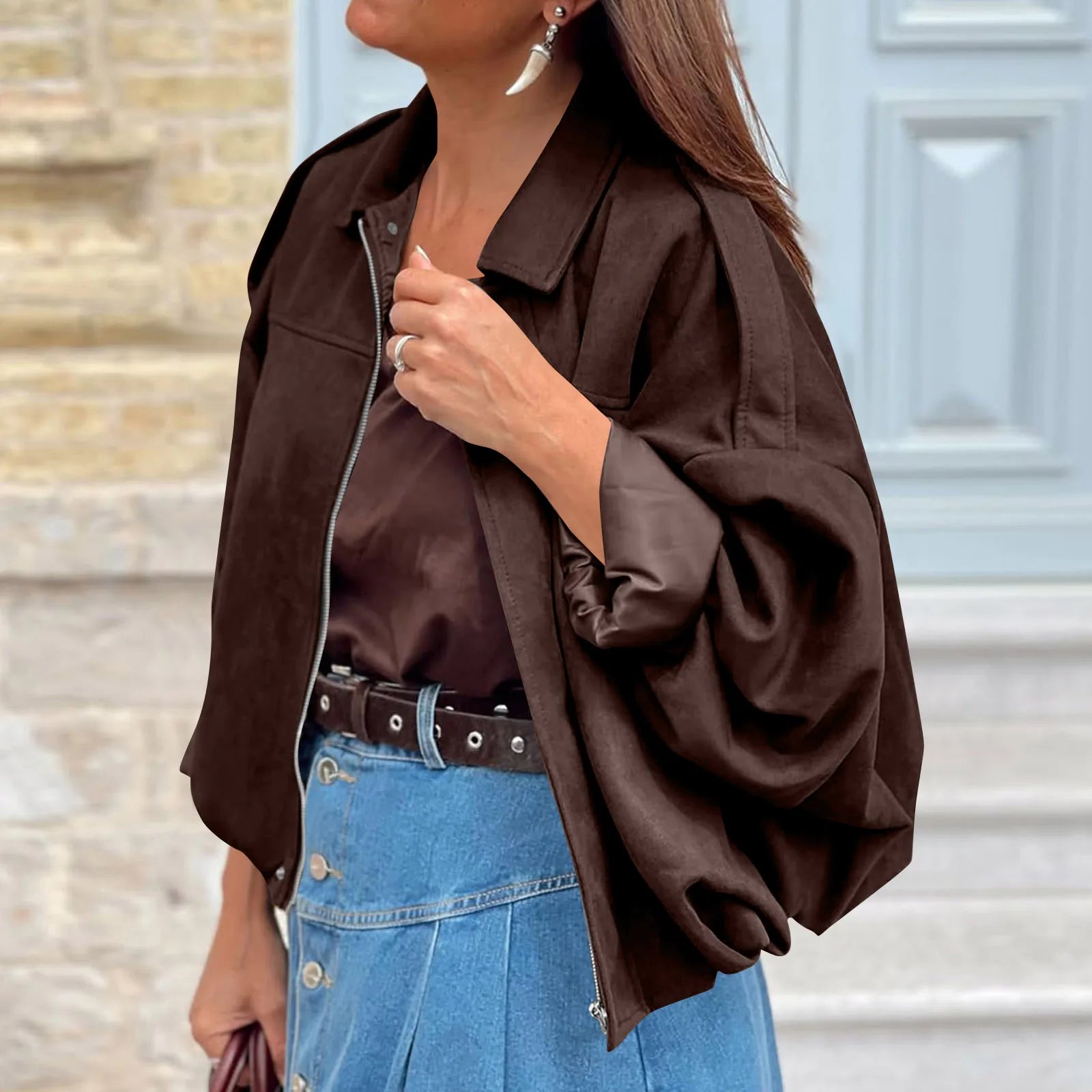 Women's Jackets Coat Fashion Turn-down Collar Long Sleeve Loose Coats Vintage Female Outerwear Chic Street Youth Jackets Tops