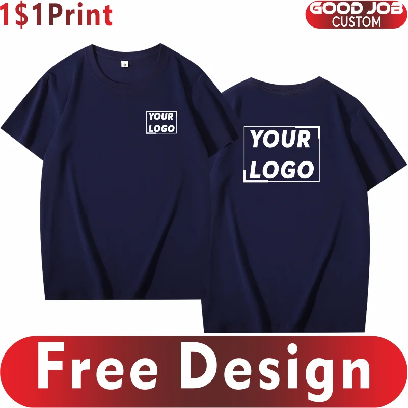 T-shirt Custom Men's And Women's Casual Tops With Printing Logo 100% Cotton Round Neck Short Sleeve T-shirt Embroidery Design