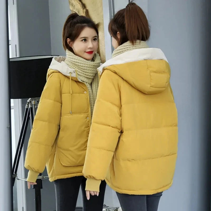 Women Winter Jacket 2025 New Warm Thicken Cotton Coat Korean Plus Size Loose Bread Jacket Women Hooded Basic Coat Winter Outwear