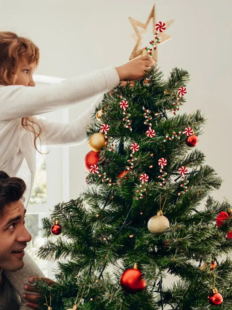 Christmas Candy Cane Decorations Christmas Tree Decoration Red White Lollipop Decoration Curved Candy Christmas Tree Stems Decor