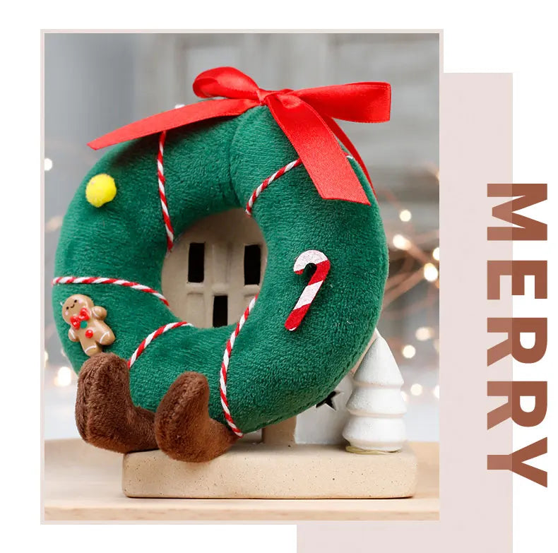 Christmas Decorations Christmas Tree Wreath Cake Wreath Shaped Plush Doll Ornament Holiday Decoration Home Decor for Christmas