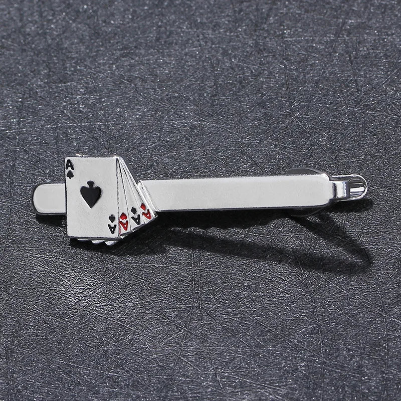 Men's Poker Cards Tie Clips Creative Fashion Formal Dress Shirt Accessories Casual Business Banquet Wedding Anniversary Gifts