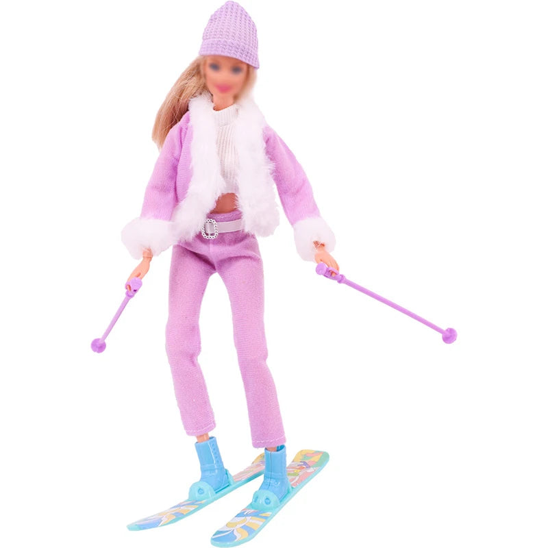Skiing Accessories for Girl and Ken Doll Family Doll Clothing Casual Winter with Scarf Wool Hat Accessories for 11.5 Inches