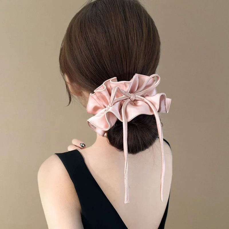 Bow Ribbon Hairbands Long Elastic Sweet Scrunchies Flowers Hair Tied Bands Head Rope Women Korean Girl Ponytail Hair Accessories