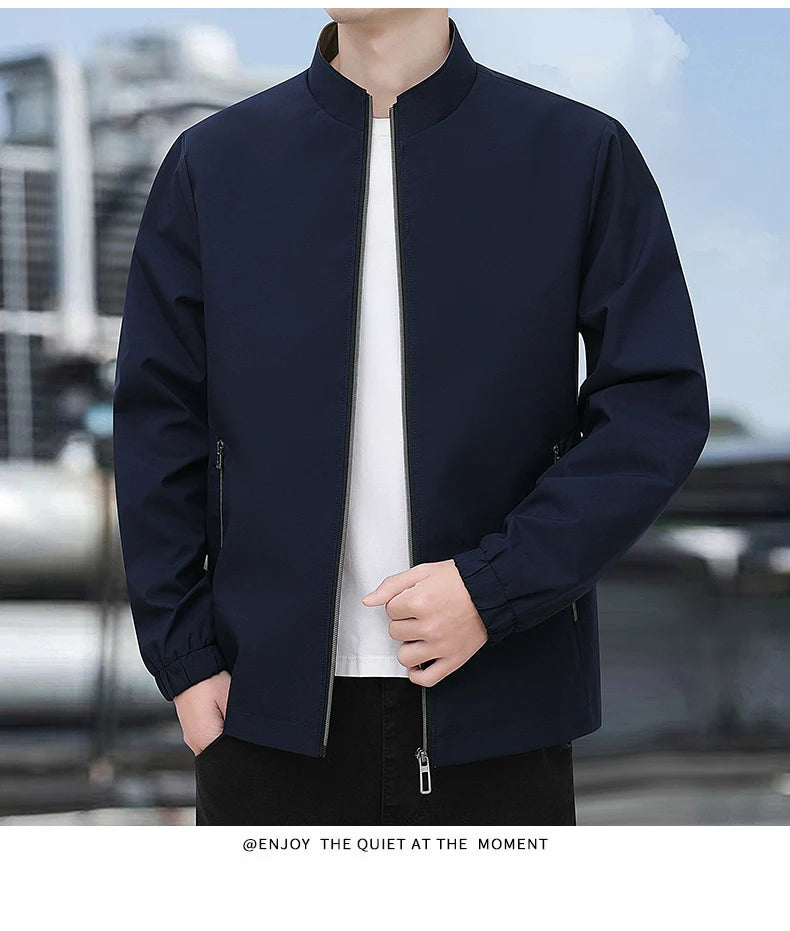 Jacket casual youth jacket stand up collar versatile men's windbreaker  high end men's top for spring and autumn