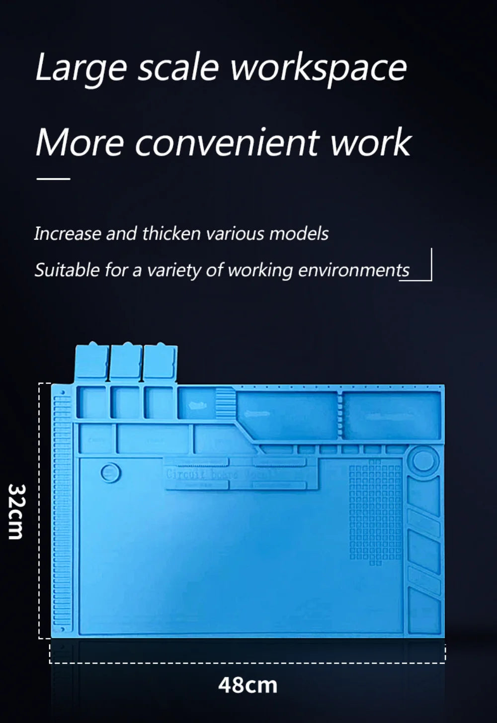 Soldering Station Mat Silicone Work Mat Heat Resistant 932°F Anti-Static Magnetic Mat for Electronic Phone Laptop Watch Repair