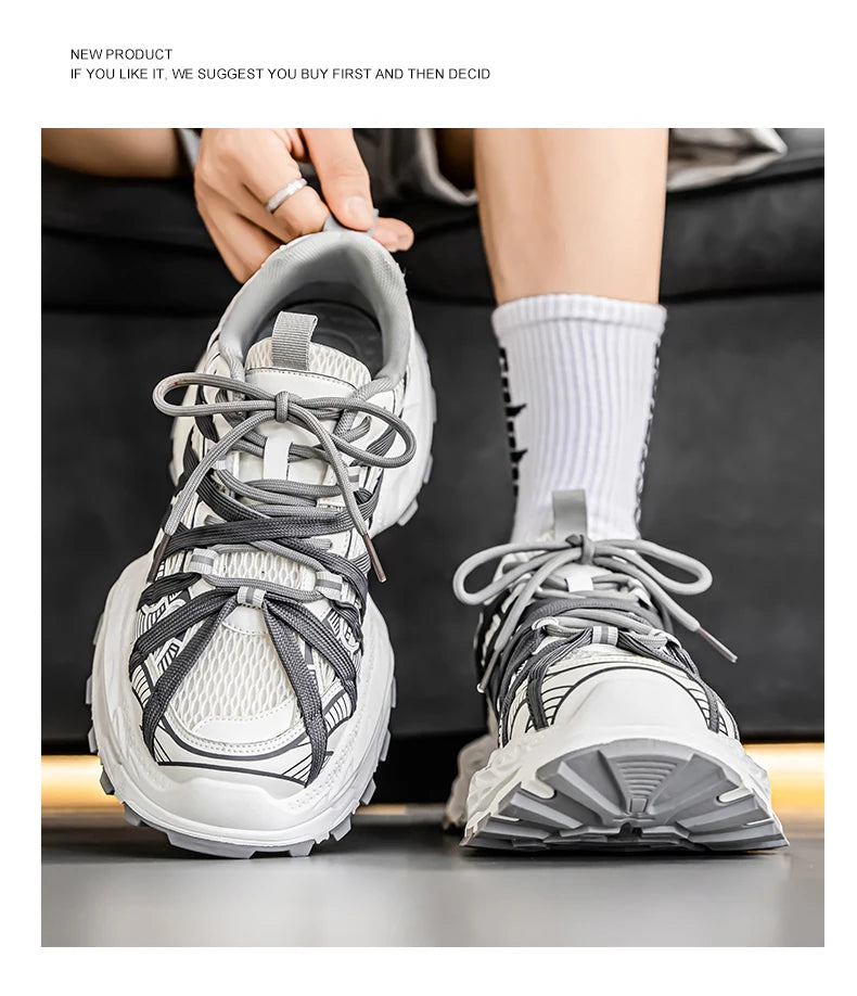 Men's Shoes Fashion White Sneakers For Men Lace up Skateboard Board Shoe Thick Sole Versatile Vulcanized Shoes Zapatillas Hombre