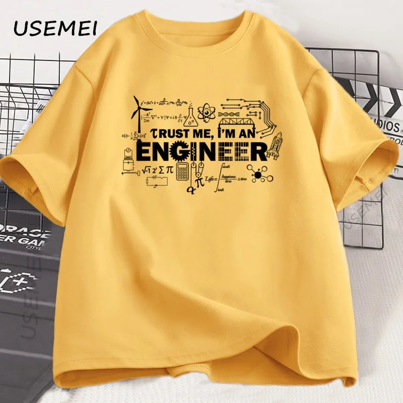 Mens Tshirt Trust Me I'm An Engineer T-shirt Cotton Man Work T Shirt Summer Cotton Tops Round Neck Short Sleeve Man Clothes