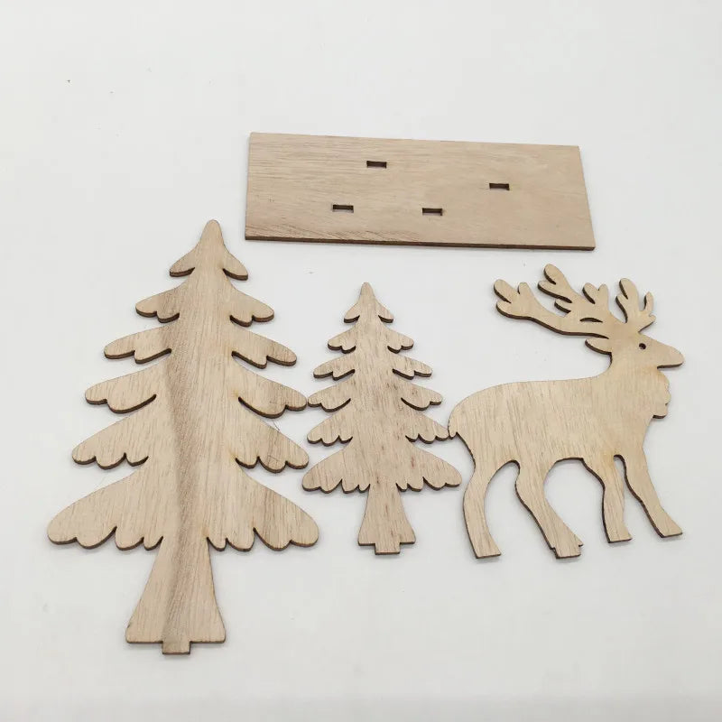 Wood Christmas Table Ornaments Centerpiece Wood Snowman Reindeer Santa Unfinished Wooden Christmas Ornaments to Paint Crafts