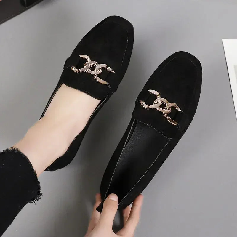 Shoes for Women 2025 Summer Fashion Women's Loafers Quality Metal Slip on Flat Shoes Ladies Mocassins Big Size Sapato Feminino