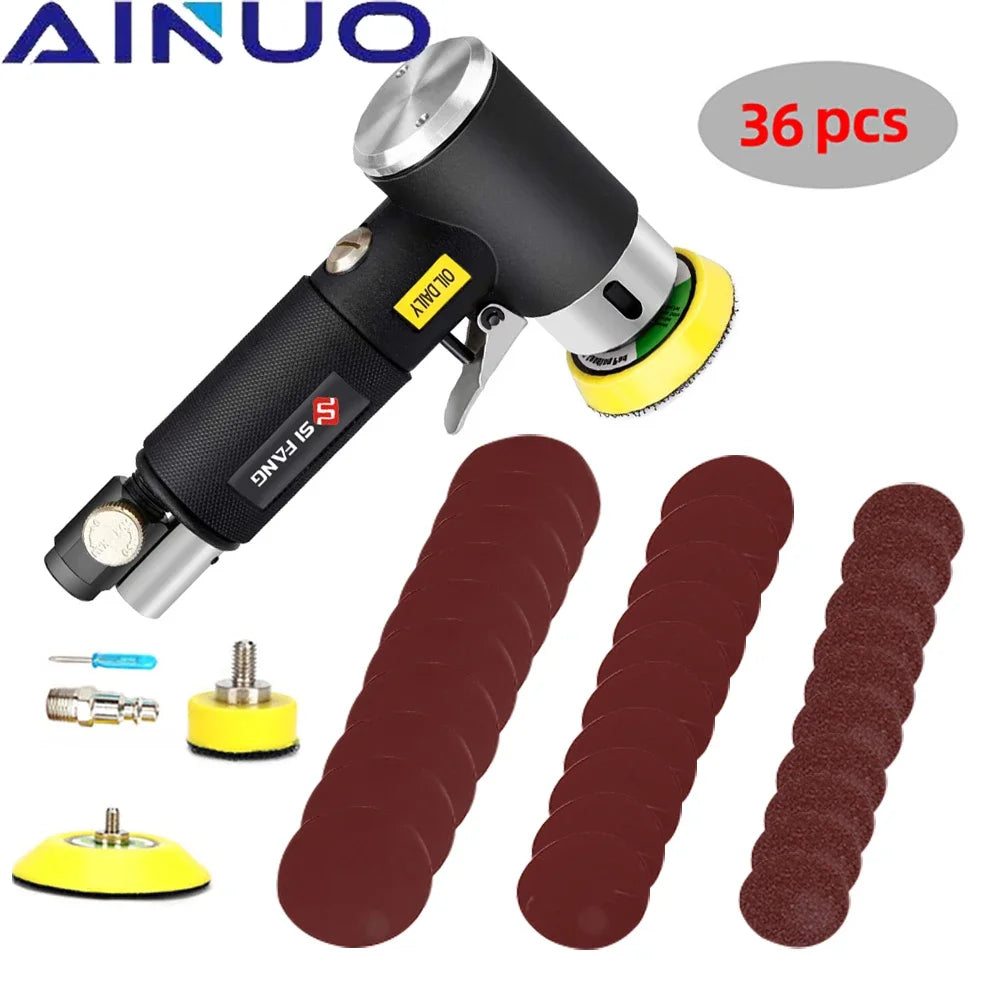 36pcs Orbit Air Sander Mini Pneumatic 1/2/3inch Grinding Machine Set for Car Polishing High Speed Air Powered Polisher Air tool