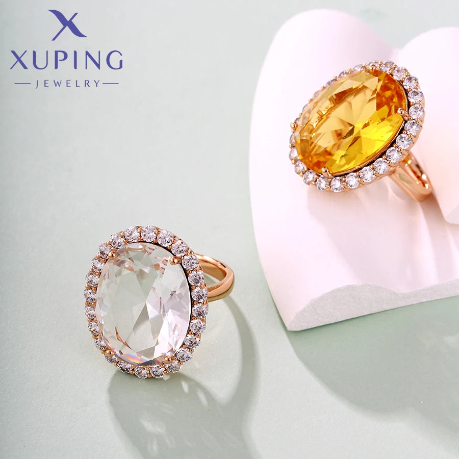 Xuping Jewelry Store Charm Jewellery Copper Alloy Big Stone Women Ring with Gold Color for Party Gift X000440174