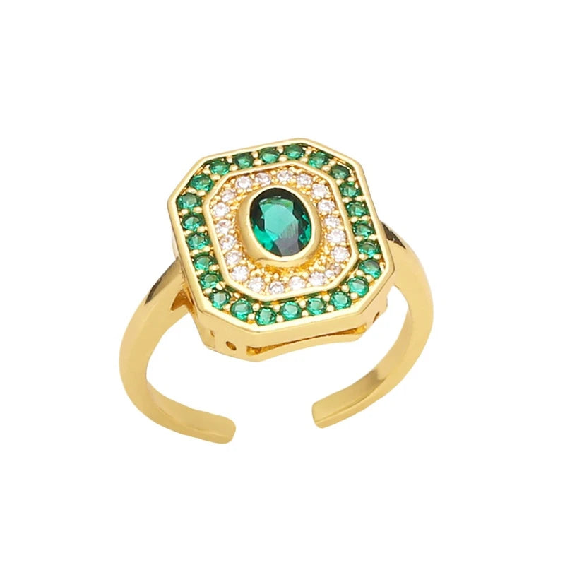 Wedding Jewelry Accessories Classic Fashion Blue Crystal Geometry Adjustable Ring Women Bridal Engagement Ring Anniversary Gift