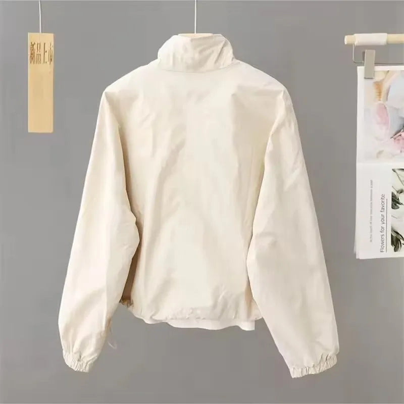 Women Short Jacket Spring Autumn New Casual Femme Windbreaker Stand Collar Tooling Jacket Basic Zipper Coat Tops Gabardina Mujer