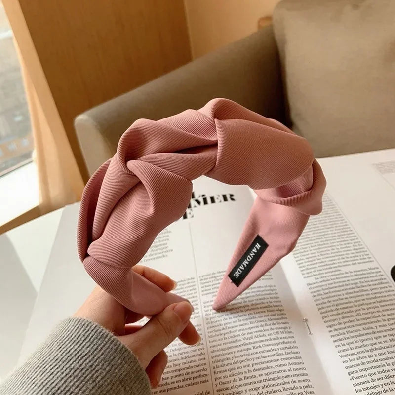2023 New Fashion Women Girls Hair Accessories Wide Side Classic Hairband Solid Color Casual Headband Adult Headdress
