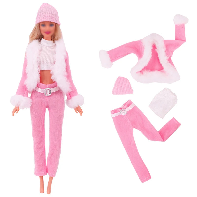 Skiing Accessories for Girl and Ken Doll Family Doll Clothing Casual Winter with Scarf Wool Hat Accessories for 11.5 Inches