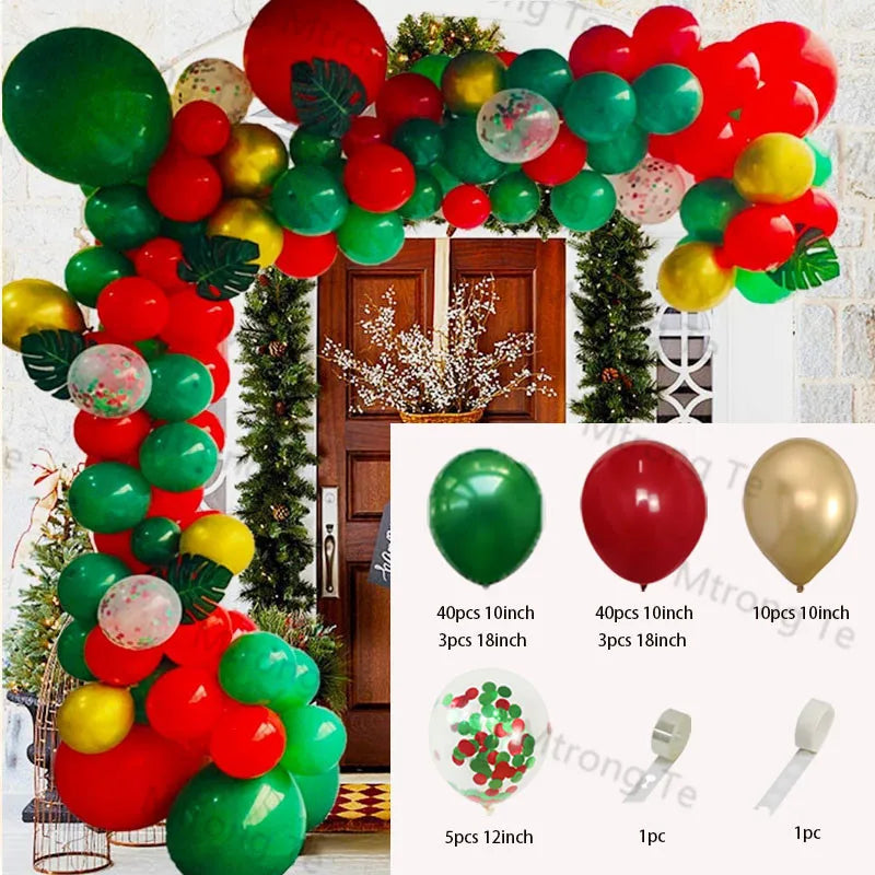 Christmas Decoration 2023 Balloon Red Green Arch Garland Kits Candy Balloons Santa Claus Merry Christmas Party New Year Decor