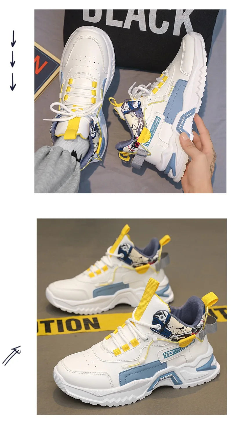 High Top Sneakers for Men Fashion Outdoor Casual Shoes Platform Vulcanized Shoes Men's Tennis Training Shoes Кроссовки Мужские