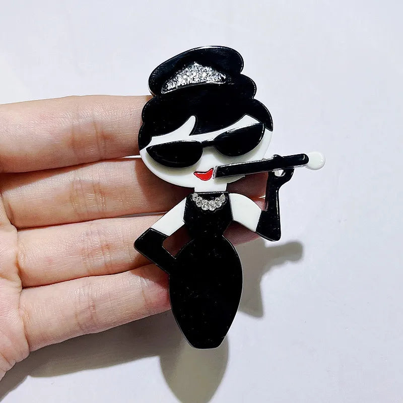 women's acrylic portrait brooch fashion clothing accessories pins